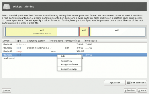 Installer – manual partitioning